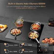 Disaenvir Ceramic Hob 4 Burners, Built In Electric Hob 6000W With Slide & Touch Control, 4 Zone Cooktop With Lock & Timer Control, 220-240V, No Plug - Black - View 5
