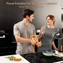 Disaenvir Ceramic Hob 4 Burners, Built In Electric Hob 6000W With Slide & Touch Control, 4 Zone Cooktop With Lock & Timer Control, 220-240V, No Plug - Black - View 4