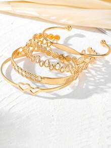 5/6pcs Set Luxury Geometric Metal Bangle Bracelets For Women - Bracelet Set - View 5