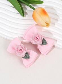 2 件山茶花蝴蝶结发夹，适合女士女孩，漂亮布艺蝴蝶结发夹配饰，适合日常万圣节爪夹发夹发夹