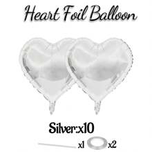 18inch 10pcs Heart-Shaped Foil Balloons, Red, Gold, Pink, Rose Gold, Silver, Multi-Colored Options, Suitable For Valentine's Day, Singles Party, Christmas Decoration, Wedding, Proposal, Bridal Shower, Anniversary, Birthday Party, Party Decor, Christmas - 10 Love Hearts - View 11