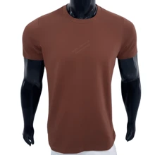Premium Basic T-Shirts Made Of Peruvian Fabric With Smooth Elastane, Slim Fit And Traditional Design. - 巧克力棕 - 查看 3