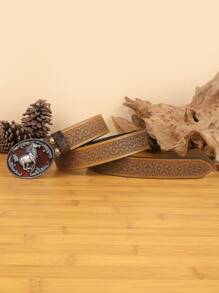 1pc Women's Casual Retro Floral Pattern Western Style Belt