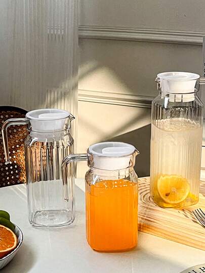 1pc Plastic Water Bottle, Juice Cup Container With Lid, Plastic Pitcher, Juice/Milk Carafe, Bar Party Water Bottle, Beverage Cold Water Jug, Anti-Drop Water Bottle