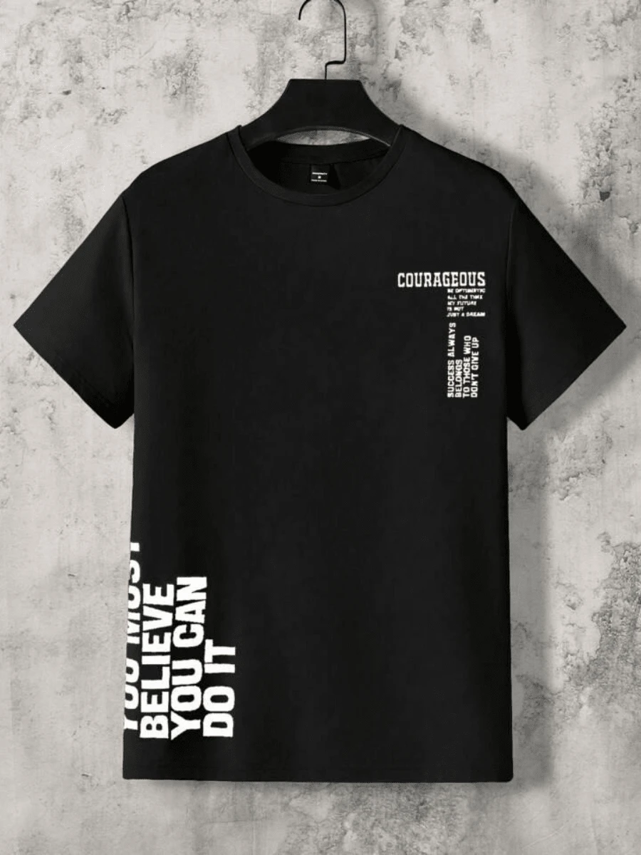 Courageous Men's T-Shirt 100% Cotton - Immediate Shipping - 黑色 - 查看 1