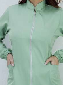 Women's Priest Collar Lab Coat - 綠色 - 查看 6