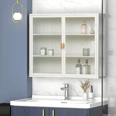 Szafka ścienna z 2 szklanymi drzwiami i półką z trzema półkami do przedpokoju, salonu i łazienki