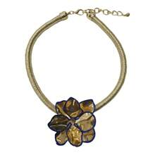 1 pieza Nuevo Estilo Collar para Mujer con Flor Sobredimensionada de Metal con Detalles Florales y Cuerda Tejida