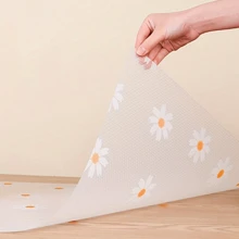 1 rolka Przezroczysta mata wodoodporna z wzorem stokrotek, antypoślizgowa wyściółka do szafek kuchennych, półek i stołów - Materiał z tworzywa sztucznego EVA do kontaktu z żywnością