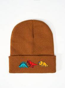 1pc Knitted Cap With Embroidered 3 Dinosaurs Design, Outdoor Warm Casual Winter Hat For Everyday Commute - Knitted Hat - View 19