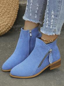 Fall/Winter 2025 Women's Popular Versatile Suede Ankle Boots And Short Boots - Blue - View 8