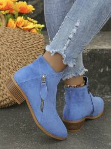 Fall/Winter 2025 Women's Popular Versatile Suede Ankle Boots And Short Boots - Blue - View 7