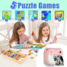 儿童相机即时打印,适合儿童,适合男孩女孩的圣诞节生日礼物,适合幼儿的高清数码摄像机,适合 4 5 6 7 8 9 10 岁以上儿童的便携式玩具 - HX-AX3290-多色 - 查看 10