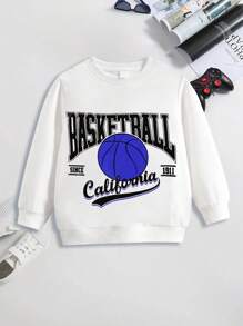 2PCS Tween Boy Basketball Print Outfits Sweatsuit Oversized Sweatshirt Lounge Sets Baggy Sweatpants Fall Fashion With Pockets