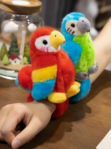 1 pieza Brazalete realista de loro, brazalete con palmada de flamenco, decoración de bicicleta, muñeca de felpa suave de flamenco de dibujos animados linda, muñeca ornamento esponjoso, juguetes de regalo de vacaciones