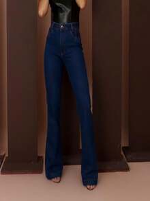 Night Blue Flare Pants - 水鴨藍 - 查看 1