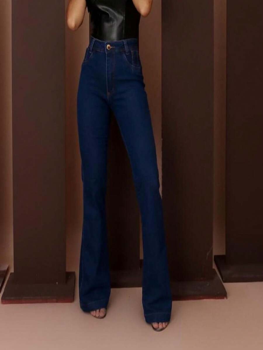 Night Blue Flare Pants - 水鴨藍 - 查看 1