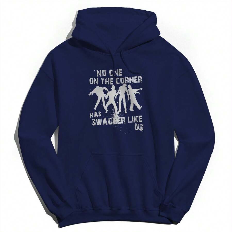 Nearly There Swagger Like Us Halloween Fall Unisex Graphic Cotton Sweatshirt Hoodie - Navy Blue - View 1