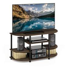 JAYA Corner TV Stand, 3-Tier Media Console, Television Stands, Space-Saving Entertainment Center, TV Console, TV Cabinet For Living Room, Bedroom, Columbia Walnut/Black - 哥倫比亞胡桃木/黑色 - 查看 6