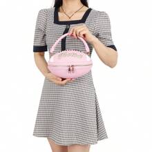Bolso cruzado con forma de balón de fútbol - Bolso con temática deportiva única con correa ajustable - Rosa - Ver 5