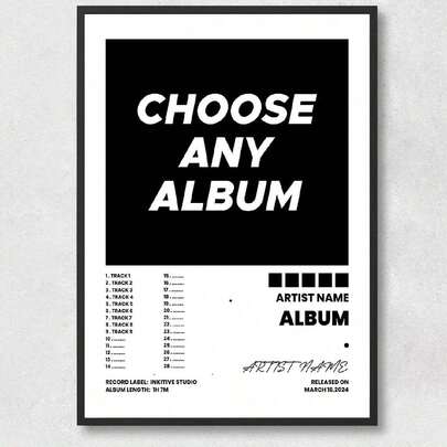 1Pc Custom Album Poster - Canvas Music Wall Art, Album Cover Print, Choose Any Album, Song Tracklist Print, Album Art Poster, No Frame