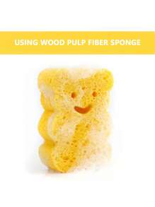 1pc Golden Baby Bath Sponge, Natural Bathing Sponge For Infant & Kids, Bathing Scrubber Cleaning Sponge For Newborns