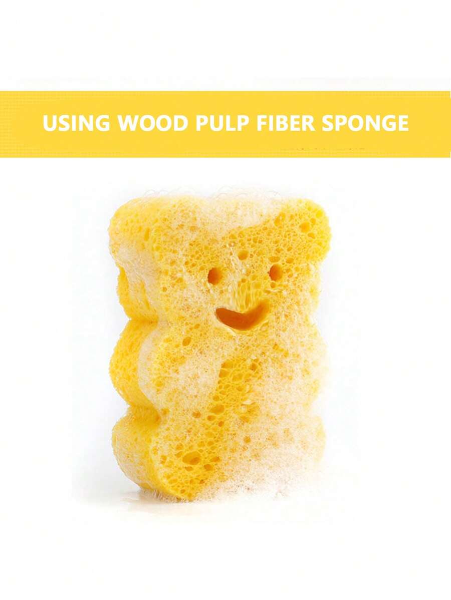 1pc Golden Baby Bath Sponge, Natural Bathing Sponge For Infant & Kids, Bathing Scrubber Cleaning Sponge For Newborns