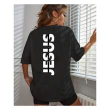 Christian T-Shirt Jesus T-Shirt Religion Vintage Street Blouse - 黑色 - 查看 2