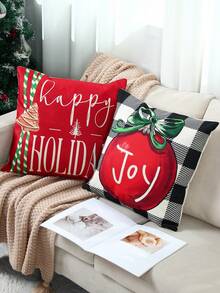 4Pcs Linen Christmas Pillowcases,Black And White Plaid Santa Claus Christmas Ball Pattern Throw Pillow Covers Cushion Covers,Christmas Decoration,Christmas Party Supplies,Christmas Gift,Xmas Decor,Home Decor Christmas Decorations Room Decor