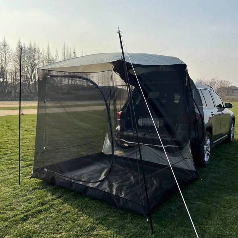 Vilemoon Car Awning Sun Shelter Camping SUV Rear Tent, Portable Waterproof Roof Top Tent Car Canopy For SUV Minivan Hatchback Camping Outdoor Travel - 黑色 - 查看 1