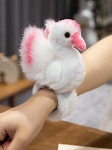 1 pieza Brazalete realista de loro, brazalete con palmada de flamenco, decoración de bicicleta, muñeca de felpa suave de flamenco de dibujos animados linda, muñeca ornamento esponjoso, juguetes de regalo de vacaciones