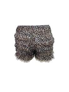 Women's Ruffle Trim Leopard Print Shorts - Coffee Brown - View 3