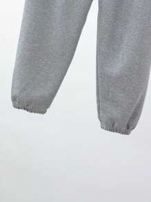 Spodnie dresowe dla chłopców w jednolitym kolorze, luźne, dla dzieci, wiosna i jesień - Szary - Zobacz 4