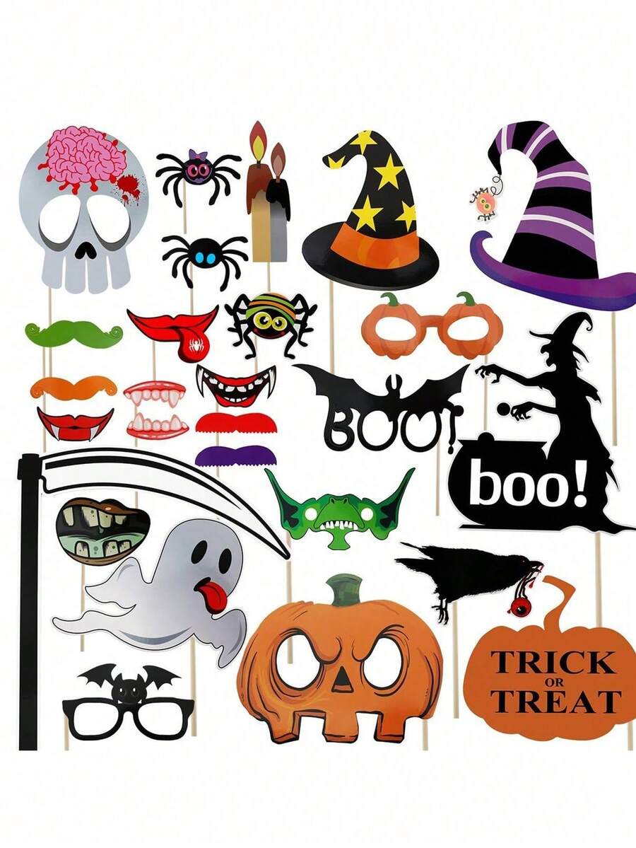 Halloween Photo Booth Props 26 Pcs For Halloween Decorations - Multicolor - View 1