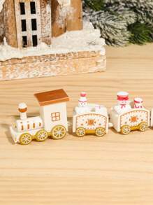 1套白色四节圣诞塑料火车套装，圣诞快乐装饰，圣诞派对用品，送给家人和朋友的礼物，圣诞橱柜装饰，桌面装饰微型火车，2026新年装饰，圣诞节家庭聚会装饰品，房间装饰，家居装饰，圣诞礼物，派对礼品 - 白色 - 查看 2