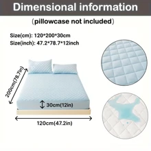 1入組3層拼接加厚床墊套,100%防水床墊保護套,柔軟透氣床單套適用於單人或雙人床（不含枕套） - 淺藍色 - 查看 18
