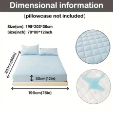 1入組3層拼接加厚床墊套,100%防水床墊保護套,柔軟透氣床單套適用於單人或雙人床（不含枕套） - 淺藍色 - 查看 13