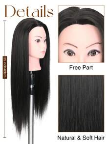 Mannequin Head 25 Inch Synthetic Fiber Manikin Head Hairdresser Styling Training Head Training Model Cosmetology Doll Head Hair For Practice Cutting Braiding For Daily Party , Halloween, Cosplay,Christmas, Parties, Etc. - Black - View 2