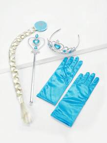 5pcs Princess Crown, Magic Wand, Gloves & Wig Set For Girls Cosplay - Multicolor - View 6