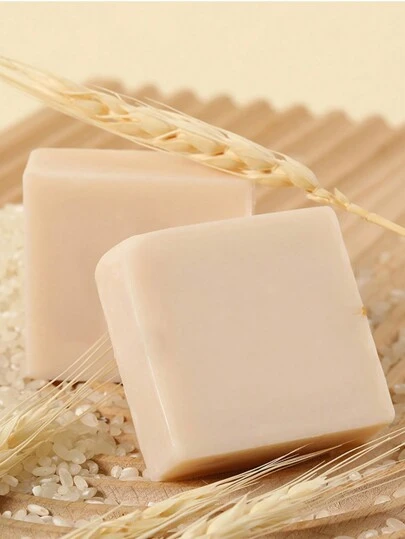 1 pieza Barra de jabón facial y corporal hecho a mano de arroz tailandés de 65g, blanqueador, reparador de piel, control de aceite vegano y humectante