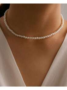 Men's Pearl Necklace - Pearl Choker Necklace For Men Women Unisex - 象牙色 - 查看 8
