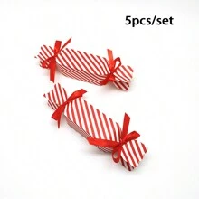 5/10/50pcs Christmas Red Striped Candy Favor Boxes Gift Boxes Party Supplies Wedding Decorations Christmas Decorations Christmas Decor Christmas Gifts Christmas Wrapping Paper  Christmas Party Supplies Christmas Gift Bags Christmas Bags Christmas Stickers