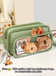1pc Upgrade Large Capacity Portable Clamshell Detachable Transparent Pen Bag, Can Be Used To Store A Series Of Desktop Student Stationery Bag Such As Ruler Pen Erasers, Multi-Functional Dormitory Cosmetics Storage Bag, Campus Series Classroom Student Office Stationery Pencil Box, No Accessories Gifts Back To School,Pencil Case,Pencil Pouch,School Bag