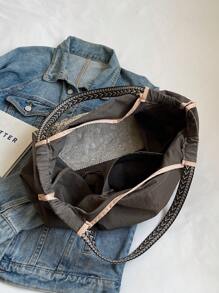 low tea 1 件低 T 恤休闲牛仔宽松超大手提包，经典百搭时尚，适合学生和办公室工作人员，适合户外、通勤、购物的女性礼物 - 彩色 - 查看 7