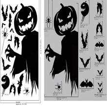 1 miếng dán cửa sổ hình quái vật ma Halloween khổng lồ phù thủy dơi bộ xương trang trí tiệc Halloween bộ bám dính tĩnh điện - màu đen - Xem 10