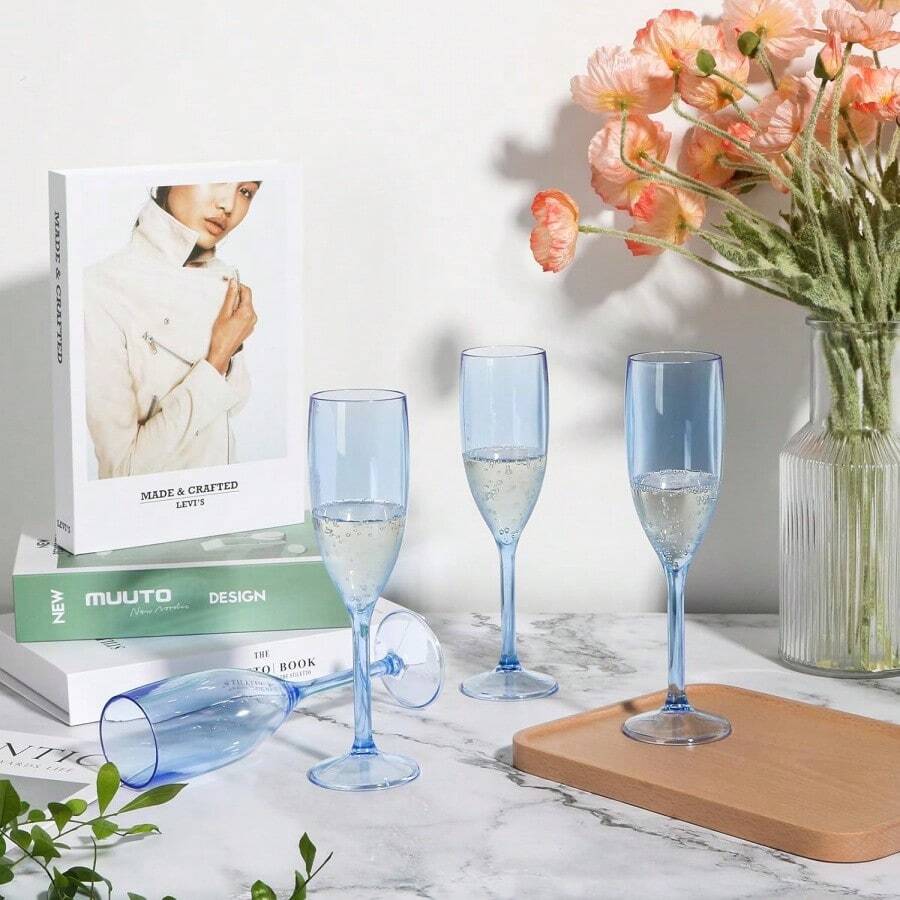 Plastic Champagne Cups, Colorful Champagne Glasses With Grass Design