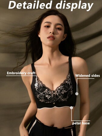 Kater star Women's Black Wireless Padded Bra Comfortable Lift And Support Brassiere