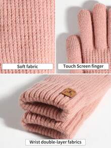 1 Pair Women's Winter Dual Layer Thickened Touchscreen Texting Warm Gloves, Deer Pattern Knit Cold Weather Insulated Full Finger Gloves, Suitable For Party, Driving, Gaming, Cycling, Hiking, Writing