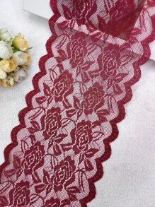 1pc/200cm Soft Stretch Lace Trim, 15cm Wide, Fashion Garment Accessory - Burgundy - View 6