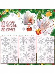 27 件圣诞玻璃窗贴 3 张圣诞窗贴雪花圣诞装饰品圣诞窗贴窗贴冬季装饰，圣诞节 - 彩色 - 查看 5